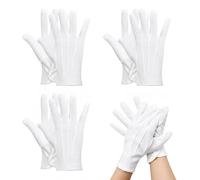 ZENQARI 3 Pares Guantes de Algodón Blancos para Etiqueta, Tamaño Único 9x23 cm - Guantes de Vestir para Bodas, Servicio Hotelero, Miembros de Banda, Acomodadores y Ceremonias (Unisex)