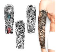 ZENQARI 3 Piezas Tatuajes Temporales Adultos 48 por 17 Centímetros Calcomanías de Tatuaje Tatuaje Temporal de Brazo Tamaño Grande Apto para Hombres y Mujeres