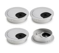 ZENQARI 6 Pasacables Escritorio, Organizador de Cables para Escritorio, Caja de Pasa Cables ABS, Para Oficina y Estudio, Ajustable para Agujeros de 60mm, Color Plata
