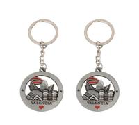 ZENRUIMING 2 llaveros de España Valencia, llavero de recuerdo turístico de edificios de Valencia, llavero especial de aleación de metal de viaje de España, plateado, 10,2 x 4 cm, Plateado,