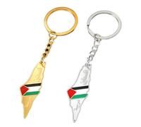 ZENRUIMING 2 llaveros retro de bandera de Palestina, llavero étnico de titanio para hombres y mujeres, llavero árabe de Palestina, llavero colgante de ropa para mochila de coche, Dorado, plateado,
