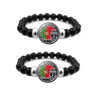 ZENRUIMING 2 pulseras de cuentas de Portugal Lisboa, pulseras elásticas ajustables de cuentas negras, recuerdo turístico de Lisboa