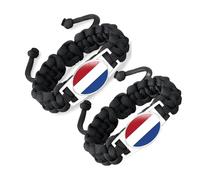 ZENRUIMING 2 pulseras de cuerda trenzada hecha a mano con la bandera de Holanda, pulsera ajustable de cristal de bandera trenzada, recuerdo de viaje de Holanda, accesorio del Día Nacional del Patriota
