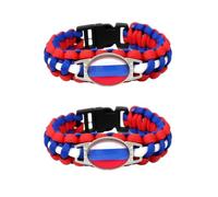 ZENRUIMING 2 pulseras de cuerda trenzada hecha a mano con la bandera rusa, pulsera de bandera cruzada de varias capas, accesorios para eventos deportivos, Día de los Patriotas, accesorios para el Día