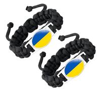 ZENRUIMING 2 pulseras de cuerda trenzada hechas a mano con bandera de Ucrania, pulsera ajustable de cristal con bandera de Ucrania, accesorio del Día Nacional del Día de los Patriotas ucranianos