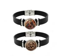ZENRUIMING 2 pulseras de cuero del arcángel de San Miguel, pulseras religiosas guardianas para hombres, joyería de protección de la fe