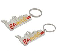 ZENRUIMING 2pcs Barcelona España construcción llavero, Barcelona turístico souvenir llavero, mochila coche colgante de aleación metálica, plata, talla única, plateado, Talla única