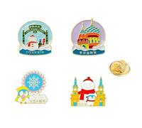 ZENRUIMING 4 pines Harbin China City Pins, mundo de hielo y nieve, castillo de iglesia, insignia de metal, recuerdos de turismo Harbin, 3,8 cm (1,5 pulgadas), metal, sin piedras preciosas,
