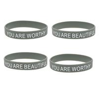 ZENRUIMING 4 pulseras de silicona inspiradoras con texto en inglés "You are Beautiful You are Worthy", para hombres y mujeres, optimistas, para exteriores, para amigos, familiares y colegas