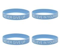 ZENRUIMING 4 pulseras inspiradoras de silicona con texto en inglés "Believe in Yourself Never Give Up", pulsera de optimismo positivo, para hombres y mujeres, pulseras casuales para amigos, familiares