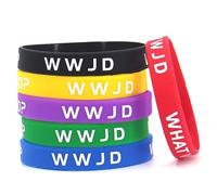 ZENRUIMING 6 pulseras de goma WWJD, pulseras elásticas para exteriores, joyería cristiana católica inspiradora para hombres y mujeres, bautizo, iglesia, fiesta, cumpleaños, accesorios