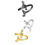 ZENRUIMING Anillo de 3 notas, anillos ajustables abiertos para hombres y mujeres, accesorio de reunión de conciertos, zinc, sin piedras preciosas, Zinc, Sin piedras preciosas