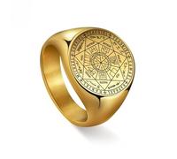 ZENRUIMING Anillo de protección de arcángel, 7 sellos de Michael, Gabriel y más, chapado en oro, anillo místico para hombre, 9, Acero inoxidable, Sin piedras preciosas