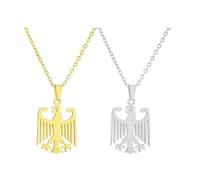 ZENRUIMING Juego de 2 collares con colgante de águila alemana para hombres y mujeres, joyería con emblema nacional de acero inoxidable, símbolo de fuerza, libertad y unidad, cadena a juego