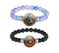 ZENRUIMING Juego de 2 pulseras de ojo de Horus y mal de ojo, joyería de energía con cuentas espirituales para hombres y mujeres, protección, intuición y regalo de fuerza