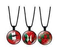 ZENRUIMING Juego de 3 collares de joyería del orgullo mexicano para mujer, accesorios de fútbol y herencia hispana de México 2026, colgantes de cristal con diseño MEX y mariposa, cordón de cuero negro