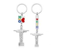 ZENRUIMING Paquete de 2 llaveros de recuerdo de Río de Janeiro, llaveros de aleación de zinc con estatua del Cristo Redentor, recuerdos de viaje de Brasil para turistas