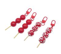 ZENRUIMING Paquete de 4 llaveros realistas Tanghulu, dijes de llavero de espino confitado, clip de aleación de zinc y fruta de plástico, bonitos llaveros de postre para llaves, bolsos, mochilas