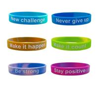 ZENRUIMING Paquete de 6 pulseras de silicona motivacionales: nuevo desafío, nunca te rindas, haz que suceda, haz que cuente, sé fuerte, mantente positivo