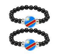 ZENRUIMING Pulsera de la República Democrática del Congo, hecha a mano, ajustable, cuerda elástica con cuentas, recuerdo turístico de la República Democrática del Congo, Adjustable, Resina, No es una