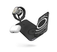Zens Dual+Watch Wireless Charger, estación de Carga inalámbrica de 10 W para iPhone/Apple Watch/Dispositivos Qi, Incluye Adaptador de Corriente de 24 W (EU/UK/US) y Cable Integrado de 1,5 m, Negro