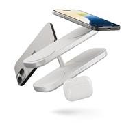 Zens Quattro Wireless Charger Pro 4, MagSafe y Qi2 de 15 W, Blanco | Cargador inalámbrico para iPhone/AirPods, adaptador de 65 W (EU/UK/US) y cable integrado de 1,5 m