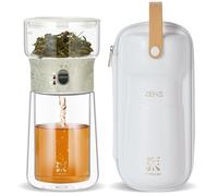 ZENS Tetera de cristal con Infusor, mágico con un solo toque drain tetera para té en, tetera con filtro con taza de doble pared y estuche portátil. Genial patrón de dragón, para lregalar