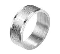 ZENSE - Anillo para hombre con grabado del Padre Nuestro y cruz latina ZR0152