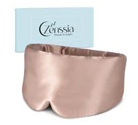 Zenssia Antifaz para dormir de seda para hombre y mujer, antifaz ampliado y ampliado con cierre de velcro ajustable para descanso diario y breves descansos en viajes, color camello