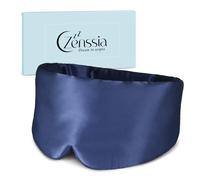 Zenssia Antifaz para dormir de seda para hombre y mujer, antifaz ampliado y ampliado con cierre de velcro ajustable para descanso diario y breves descansos en viajes, azul marino