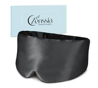 Zenssia Antifaz para dormir de seda para hombre y mujer, antifaz ampliado y ampliado con cierre de velcro ajustable para descanso diario y breves descansos en viajes, color negro