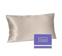 Zenssia Funda de almohada de seda 40 x 80 cm, 100% seda de morera para cabello y piel, con cremallera oculta, muy suave, transpirable, 1 pieza, color topo