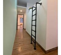 ZENSTYW Escalera De 6 Peldaños Montados Desde La Pared Al Suelo,Escalera De Metal Negra para Ático,Escalera De Escalada Universal para Sótano,para Biblioteca,Balcón En El Techo(195cm/6.4ft)