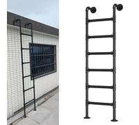 ZENSTYW Escalera De Ático Montada En La Pared,Escalera De Escalada Universa,Escalera De Metal Negra,para Sótano,Biblioteca,Carga De 330 Libras(290cm/114in)