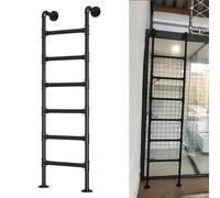 ZENSTYW Escalera De Litera para Interiores,Escalera De Escalada Universal para Sótano,para Terraza,Barco,Biblioteca(Black,1.9m/6.2ft)