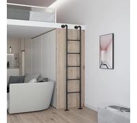 ZENSTYW Escalera De Litera para Interiores,Escalera De Metal Negra para Ático,Escalera De Escape De Pozo,Escalera De Entrada Y Salida De Altura(2.2m/7.2ft)