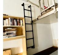 ZENSTYW Escalera De Metal para Montar En La Pared,Escalera para Litera Negra De Interior,Escalera De Incendios,Carga De 330 Libras,para Sótano,Biblioteca(160cm/63in)