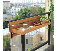 ZENSTYW Mesa Colgante De Balcón,Balcón Plegable,Mesa De Terraza Plegable,Mesa De Centro para Patio con Altura Ajustable,Mesa con Barandilla para Exterior,Mesa Auxiliar Plegable(90cm/35.4in)