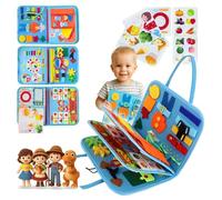 Zensviva Busy Board - Libro Montessori 1 Año - Juguetes Montessori 1 años - Juguetes Sensoriales Autismo - Libro Sensorial Bebe - Juegos Educativos - Busy Book - Regalo Bebe Educativo (Azul)