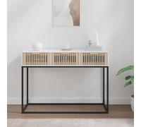 Zentexion Mesa consola blanca 105 x 30 x 75 cm, madera de hierro con 3 cajones, estilo escandinavo, mesa auxiliar estable, salón, dormitorio, pasillo, balcón, espacio de almacenamiento, ahorra espacio