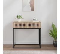 Zentexion Mesa consola de 80 x 30 x 75 cm, material de madera, hierro, espacio de almacenamiento, mesa auxiliar escandinava, mesa de centro con cajones para salón, dormitorio, pasillo, balcón