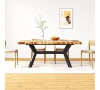 Zentexion Mesa de comedor de madera maciza de mango y estructura de acero, 180 cm, rectangular, plegable, para comedor, cocina, salón con tablero extensible, marco de metal estable