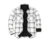 ZENTHACE Chaqueta de franela con forro de borreguillo cálido para hombre (toda la chaqueta con forro de borreguillo), Hielo, M