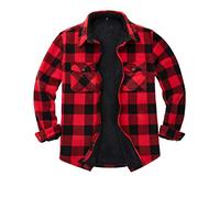 ZENTHACE Chaqueta de franela con forro de borreguillo cálido para hombre (toda la chaqueta con forro de borreguillo), L