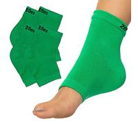 ZenToes - 2 pares de calcetines hidratantes de sensación de spa, con talón y forro de gel para curar y tratar talones secos y agrietados mientras duermes, tamaño normal, color verde