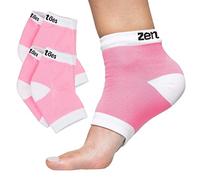ZenToes - 2 pares de calcetines hidratantes de sensación de spa, con talón y forro de gel para curar y tratar talones secos y agrietados mientras duermes, tamaño normal, color rosa