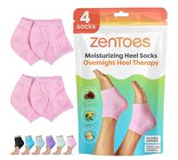 ZenToes Gel hidratante calcetines talón 2 pares alineados calcetines spa Toeless para curar y tratar, los talones agrietados secos (borroso, rosa)
