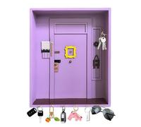 ZenTong Infi Friends Monica's Colgador Llaves Pared, 25 x 20.5 x 5 cm Porta Llaves Vintage de Madera con 6 Ganchos para Entrada Baño Salón y Oficina (Morado)