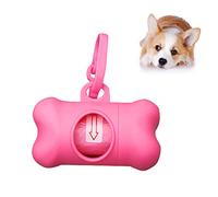 ZENVALY Dispensador de Bolsas Caca Perro, Soporte Bolsas Excrementos Perros, Portabolsas con 1 Rollo Bolsas para Caca de Perro, Accesorios para Mascotas, Rosa Claro