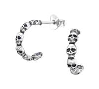 Zenvie Pendientes de aro de calavera de plata de ley con caja de regalo, Plata de ley, Sin piedra preciosa